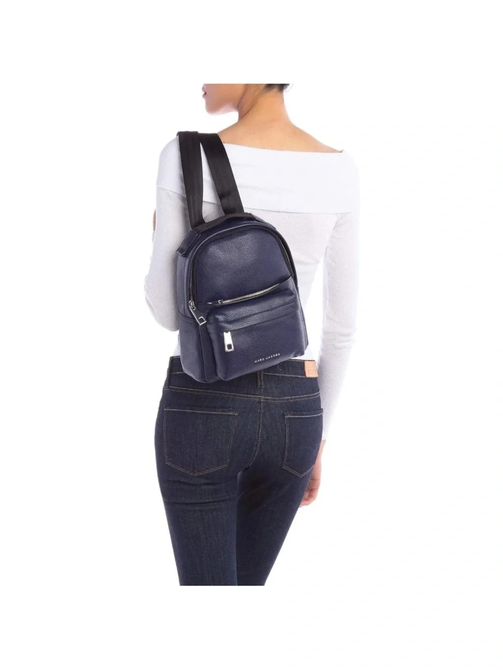 Marc Jacobs Varsity Pack Navy Leather  Backpack with Gold Hardware